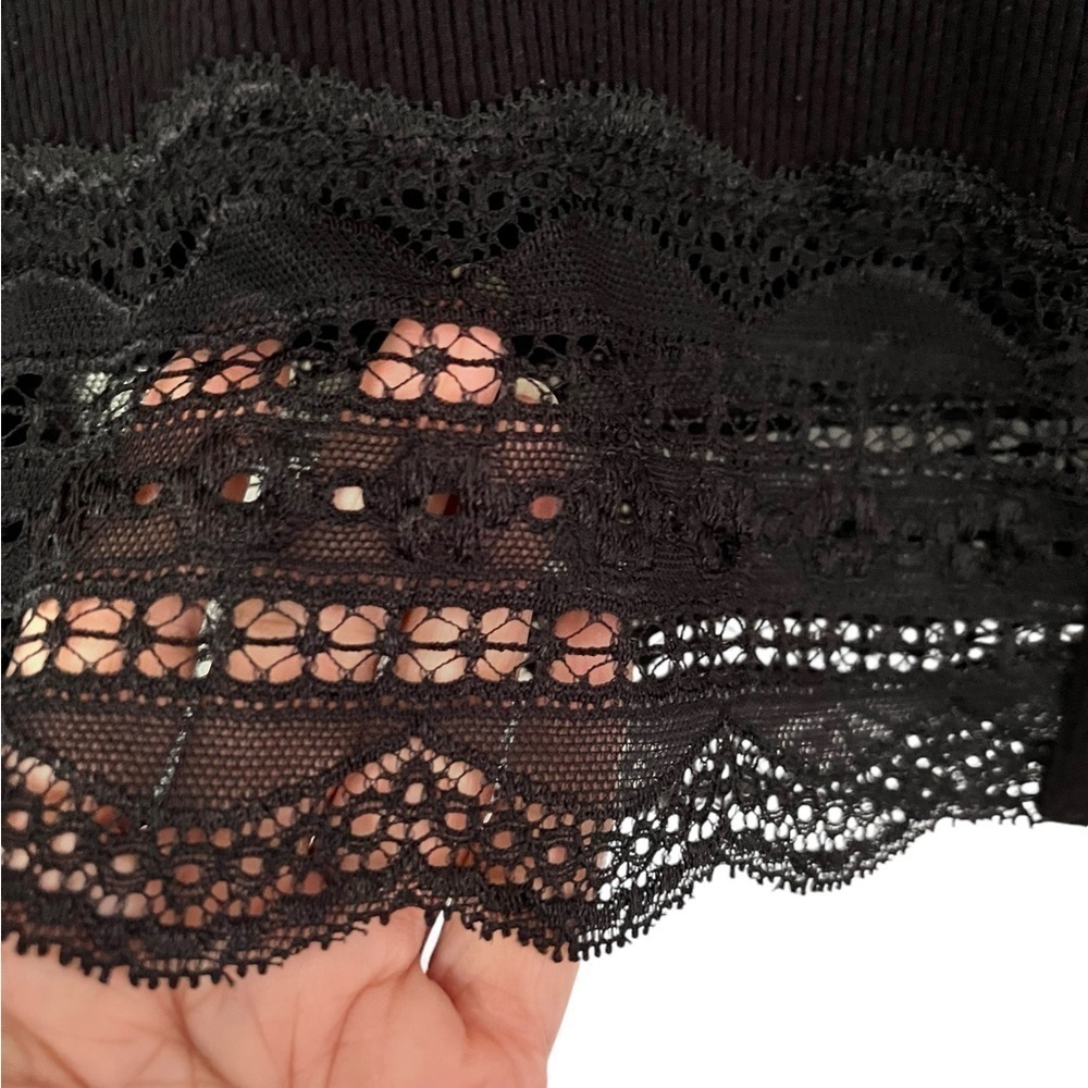 Forever 21 Women's Cropped Knit Lace Cardigan Black US Size Large - Picture 5 of 6